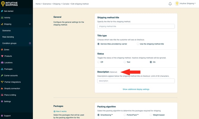 IS - Parcel Service Shipping Method - Shipping Method Description