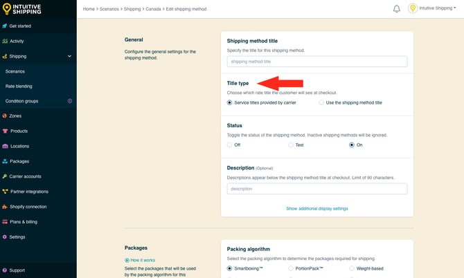 IS - Parcel Service Shipping Method - Shipping Method Title Type