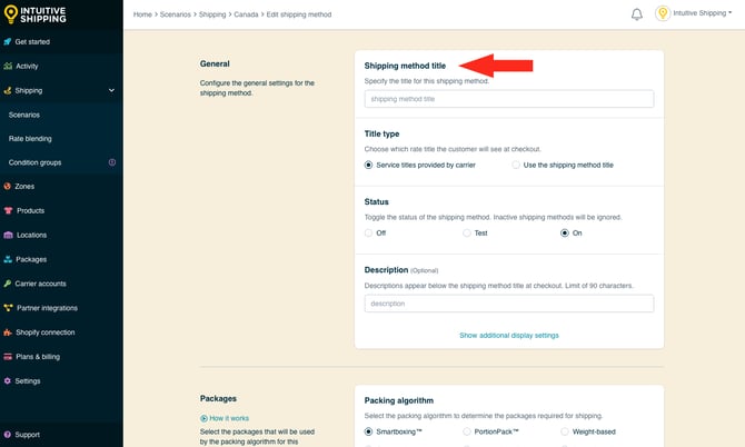 IS - Parcel Service Shipping Method - Shipping Method Title