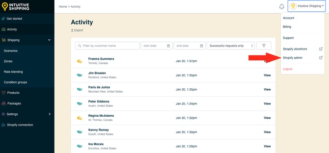 IS HS Activities - Store Menu - Shopify Admin