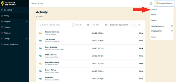 IS HS Activity - Account Menu