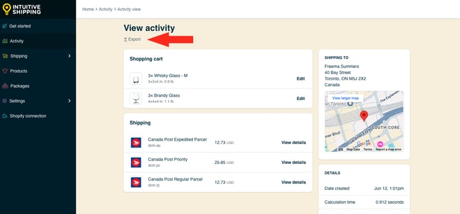 IS HS Activity - Export Activity Details