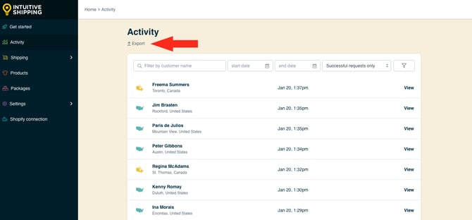IS HS Activity - Export