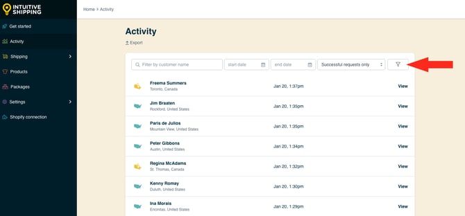IS HS Activity - Filter Icon