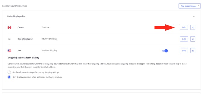 IS HS BigCommerce - Edit Shipping Zone Canada