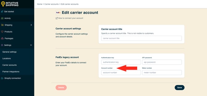 IS HS Carrier Accounts - FedEx Legacy Account Number