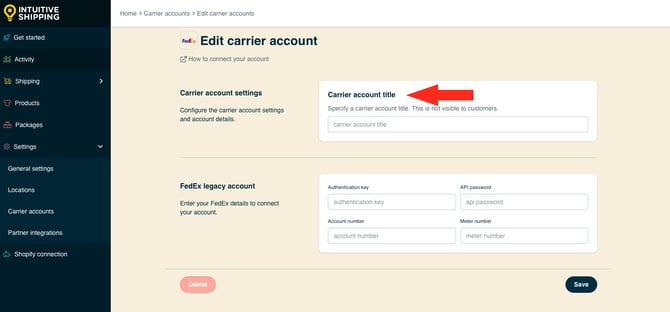 IS HS Carrier Accounts - FedEx Legacy Carrier Account Title