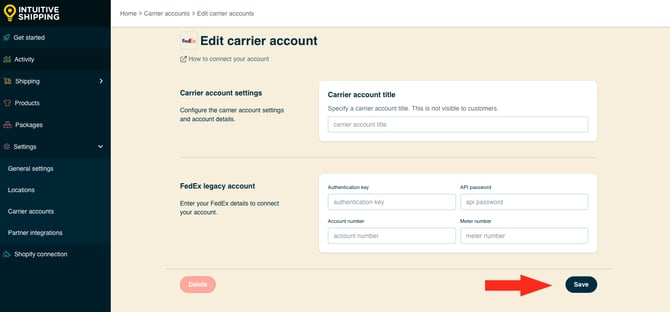 IS HS Carrier Accounts - FedEx Legacy Save
