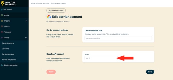 IS HS Carrier Accounts - Google API Key