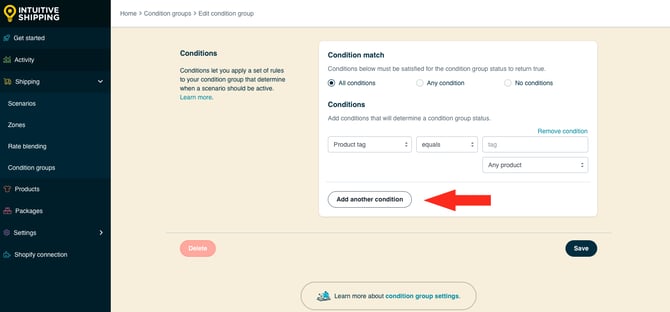 IS HS Condition Groups - Add Another Condition Button
