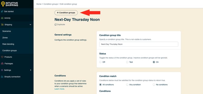 IS HS Condition Groups - Back Button Current Date Current Time Group 2
