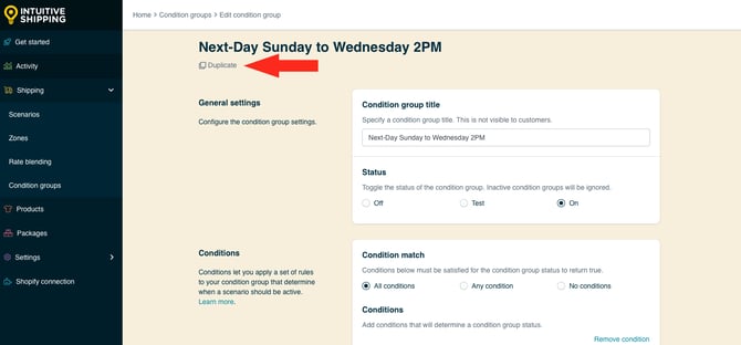 IS HS Condition Groups - Duplicate Condition Group Next Day Sun-Wed