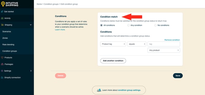 IS HS Condition Groups - Edit Condition Match
