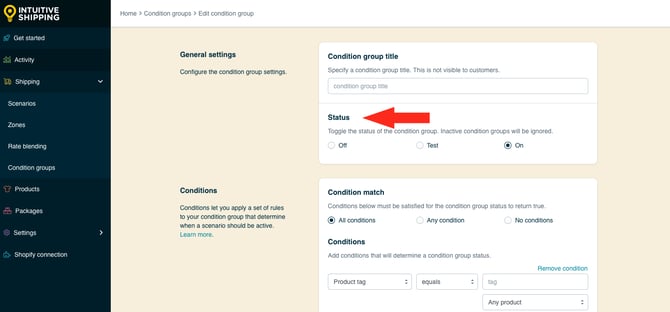 IS HS Condition Groups - Edit Status