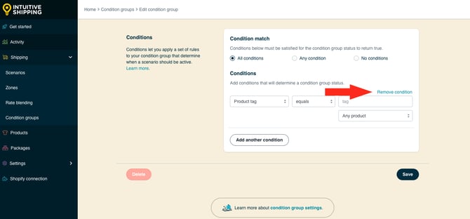 IS HS Condition Groups - Remove Condition