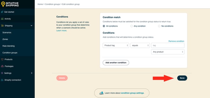 IS HS Condition Groups - Save Condition Group