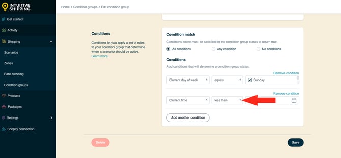 IS HS Condition Groups - Second Condition Logic Current Time Less Than