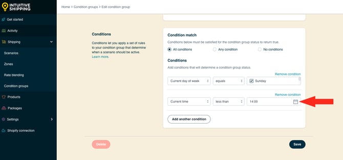 IS HS Condition Groups - Second Condition Value Current Time Less Than 1400