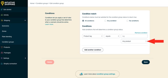 IS HS Condition Groups - Select Additional Product Setting