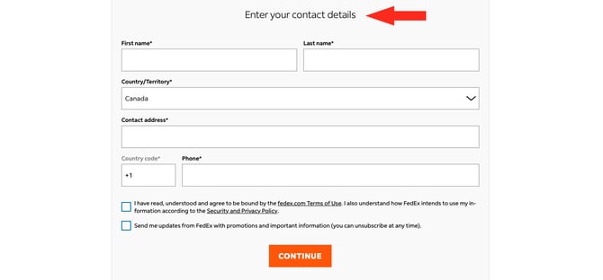 IS HS Connect FedEx - Enter Contact Details