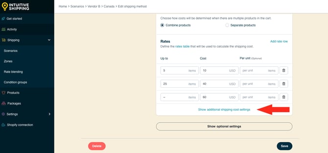 IS HS Custom Shipping Method - Multi-Vendor Show Additional Cost Settings