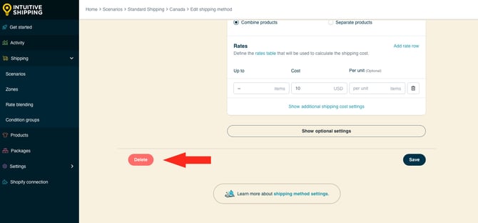 IS HS Custom Shipping Methods - Delete Standard Shipping Method