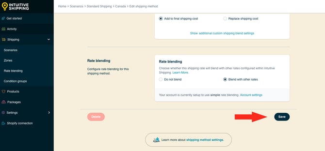 IS HS Custom Shipping Methods - Save Button With Optional Settings Blend With Other Rates