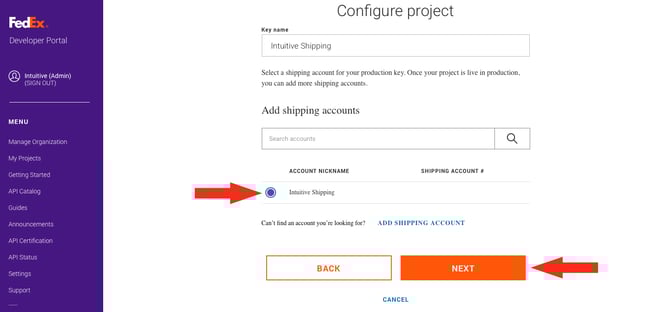 IS HS FedEx OAuth - Account and Next