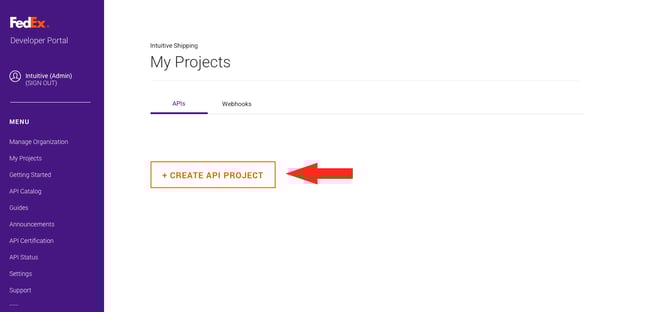 IS HS FedEx OAuth - Create API Project