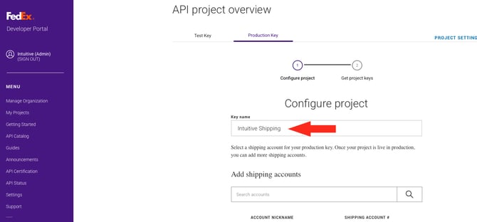 IS HS FedEx OAuth - Key Name