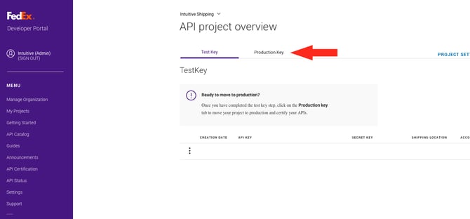 IS HS FedEx OAuth - Production Key Tab