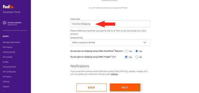 IS HS FedEx OAuth - Project Name