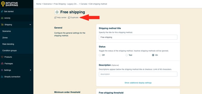 IS HS Free Shipping Methods - Conditional - Duplicate Button