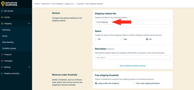 IS HS Free Shipping Methods - Conditional - Edit Title Free Shipping