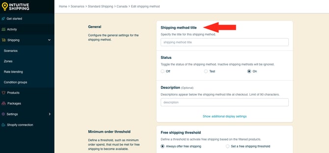IS HS Free Shipping Methods - Edit Title