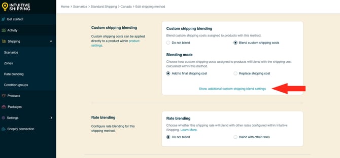 IS HS Free Shipping Methods - Optional Custom Shipping Blending - Show Additional Blend Settings