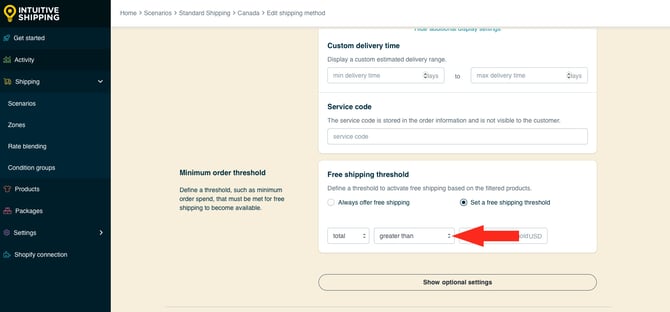 IS HS Free Shipping Methods - Threshold Logic