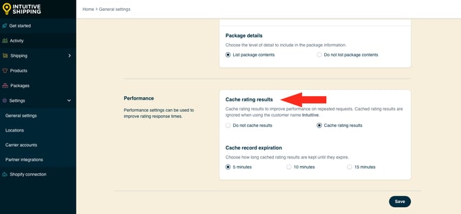 IS HS General Settings - Cache Rating Results