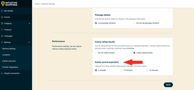 IS HS General Settings - Cache Record Expiration