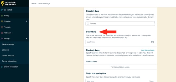 IS HS General Settings - Cutoff Time