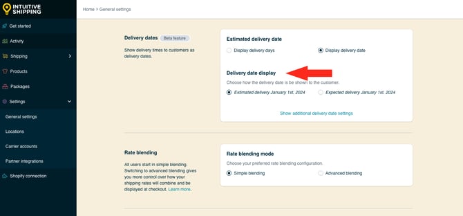 IS HS General Settings - Delivery Date Display