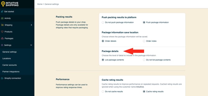 IS HS General Settings - Package Details