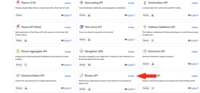 IS HS Google API - Enable Routes