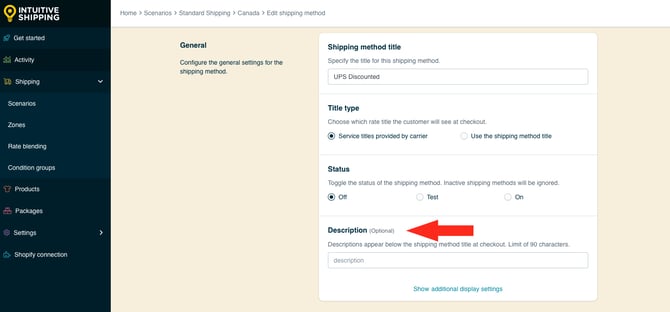 IS HS Limited Run Shipping Method - Edit Descripition UPS Discounted Off