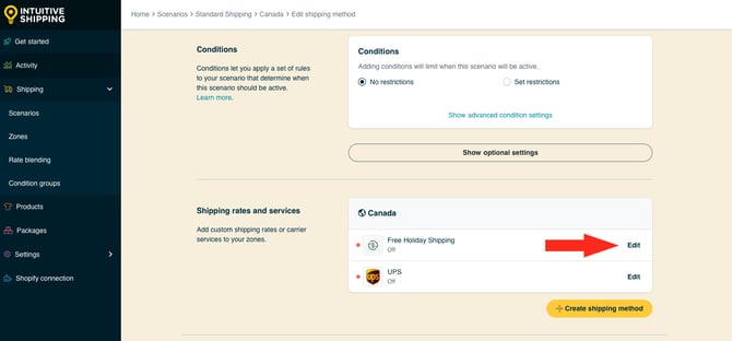 IS HS Limited Run Shipping Method - Edit Free Shipping Method Off