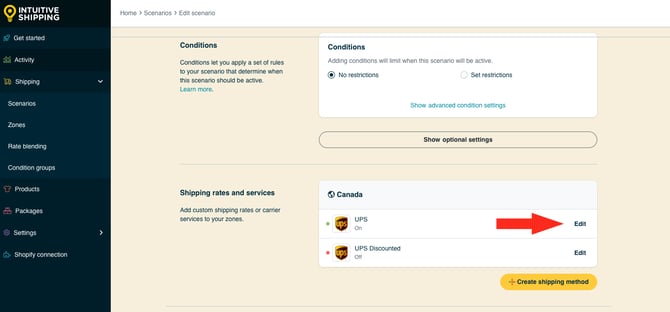 IS HS Limited Run Shipping Method - Edit Shipping Method UPS