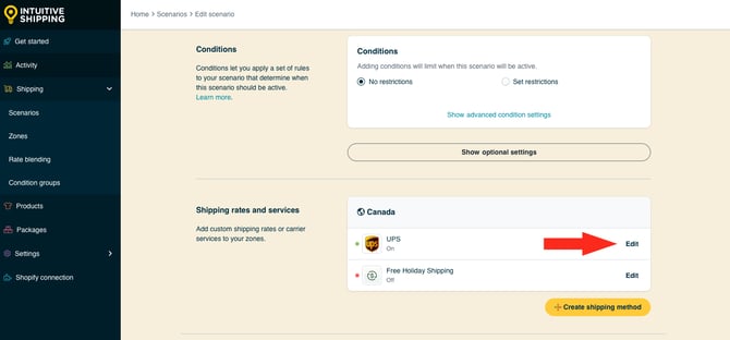 IS HS Limited Run Shipping Method - Edit Standard Shipping Method