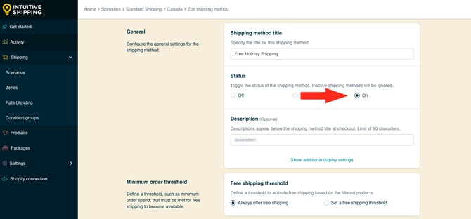 IS HS Limited Run Shipping Method - Edit Status On Free