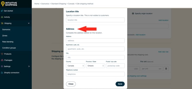 IS HS Local Delivery Shipping Method - Add Location - Edit Address