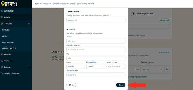 IS HS Local Delivery Shipping Method - Add Location - Save Location